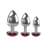 Adam & Eve Three Hearts Gem Anal Plug Set - Red Heart Base > Anal Range > Jewel Butt Plugs